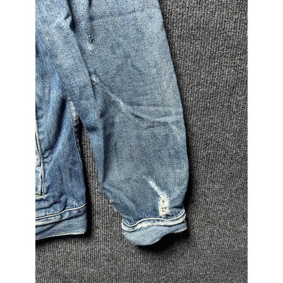 ABLE Distressed Denim Trucker Jacket Medium Wash Blue Size Small - Picture 9 of 10